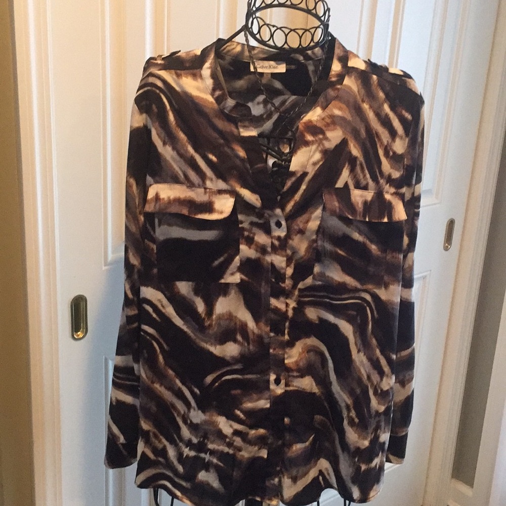 Calvin Klein women's long sleeve blouse - size XL